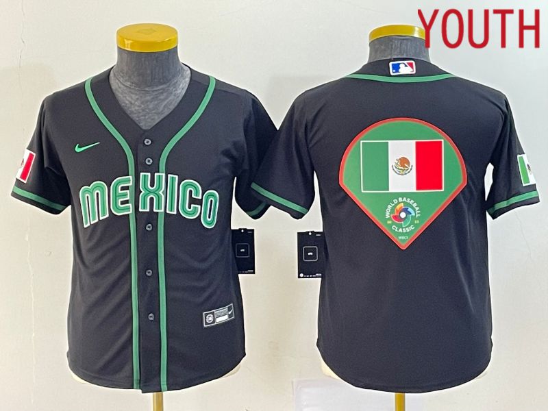 Youth 2023 World Cub Mexico Blank Black Nike MLB Jersey1